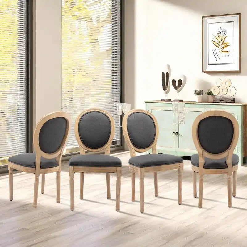 Chaise de salle à manger française avec garniture cloutée, lot de 6