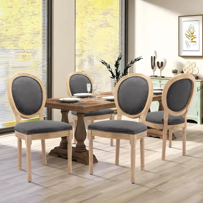 Chaise de salle à manger française avec garniture cloutée, lot de 6