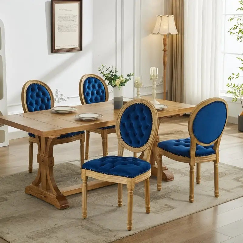 Chaise de salle à manger française avec garniture cloutée, lot de 6