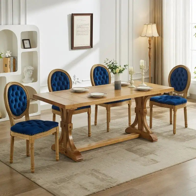 Chaise de salle à manger française avec garniture cloutée, lot de 6