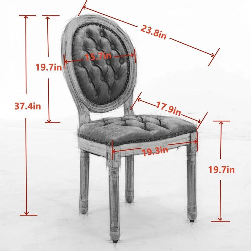 Chaise de salle à manger française avec garniture cloutée, lot de 6