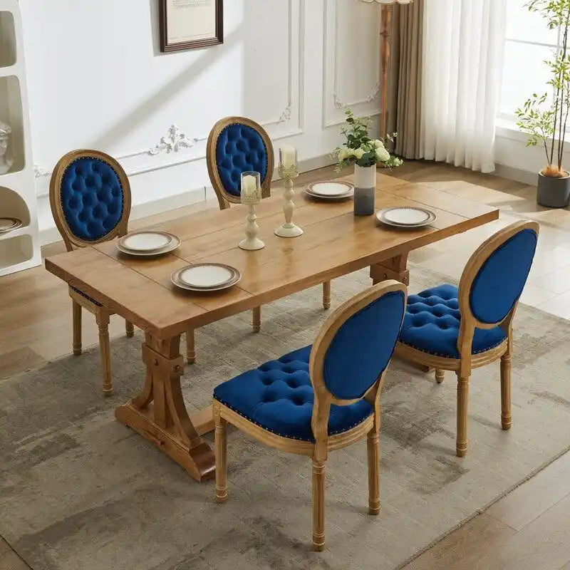 Chaise de salle à manger française avec garniture cloutée, lot de 6