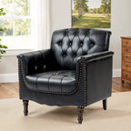 Fauteuil d'appoint capitonné en cuir végétalien