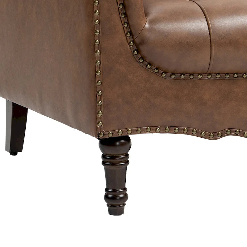 Fauteuil d'appoint capitonné en cuir végétalien