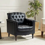Fauteuil d'appoint capitonné en cuir végétalien