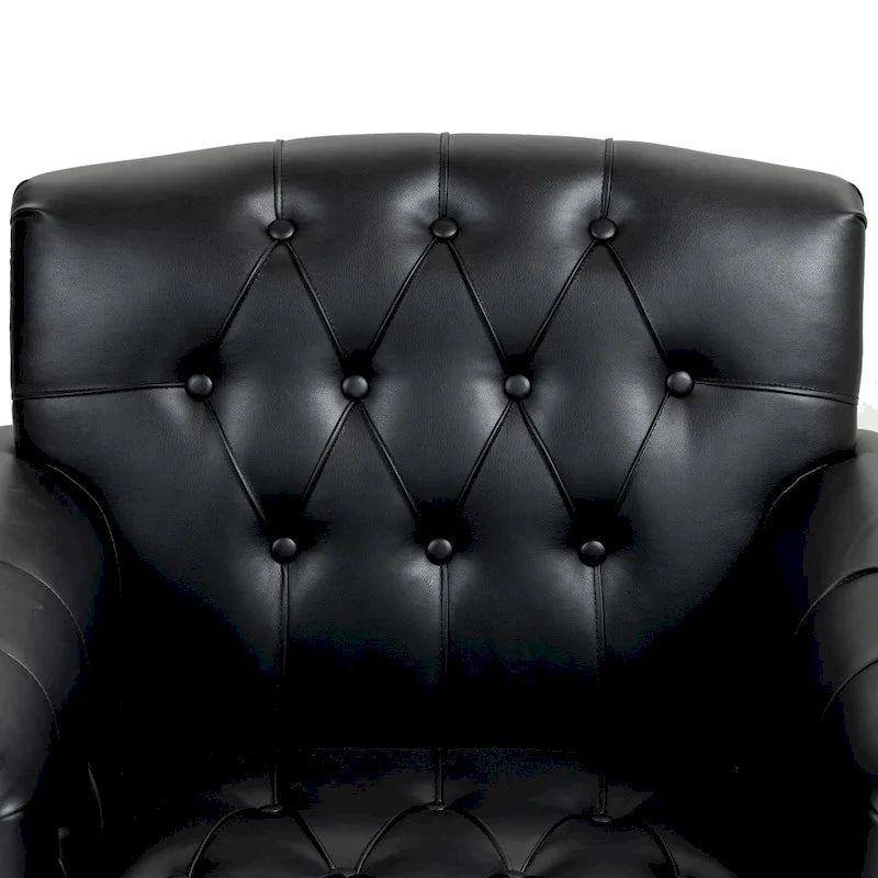 Fauteuil d'appoint capitonné en cuir végétalien