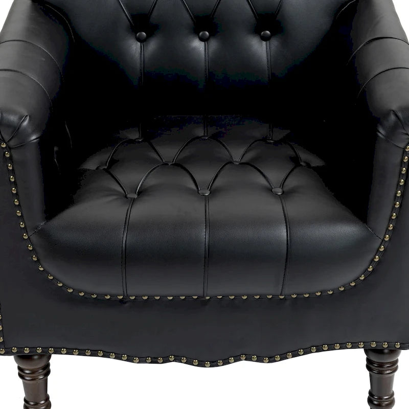 Fauteuil d'appoint capitonné en cuir végétalien