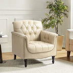 Fauteuil d'appoint capitonné en cuir végétalien
