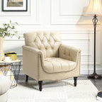Fauteuil d'appoint capitonné en cuir végétalien