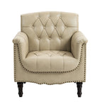 Fauteuil d'appoint capitonné en cuir végétalien