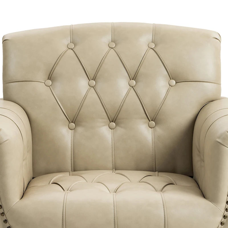 Fauteuil d'appoint capitonné en cuir végétalien
