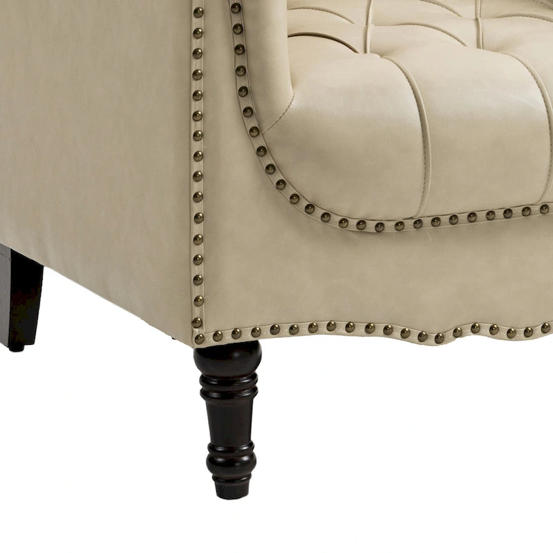 Fauteuil d'appoint capitonné en cuir végétalien