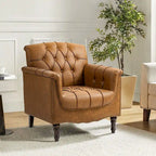 Fauteuil d'appoint capitonné en cuir végétalien