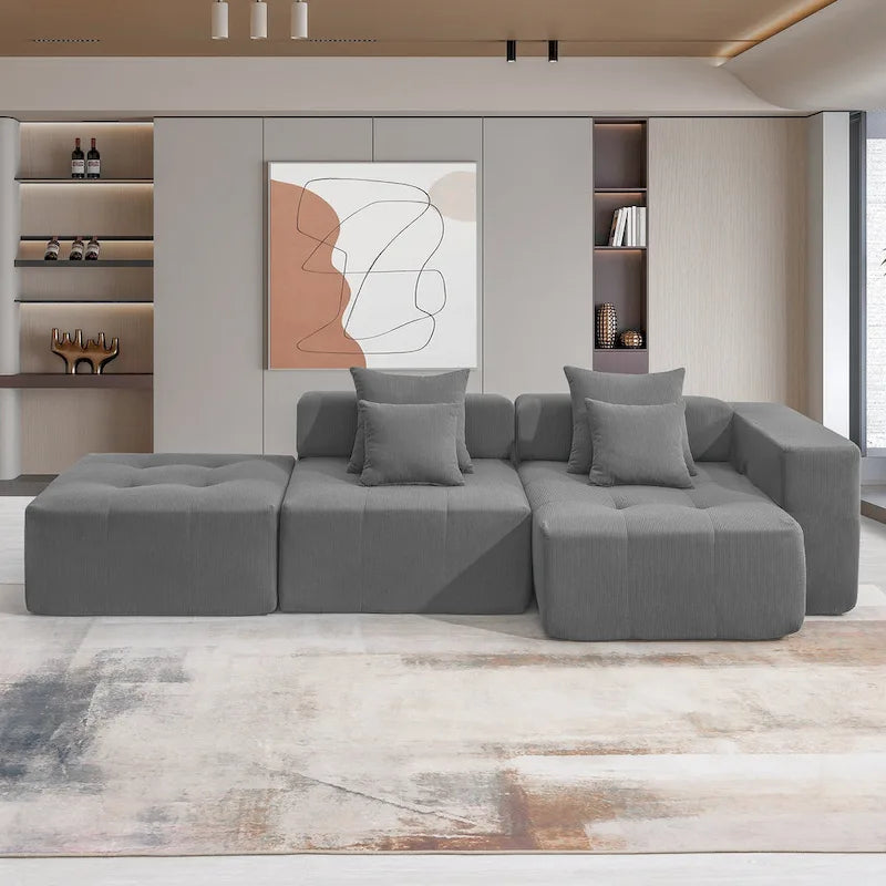 Canapé modulaire en L "Cloud", sectionnel en velours côtelé
