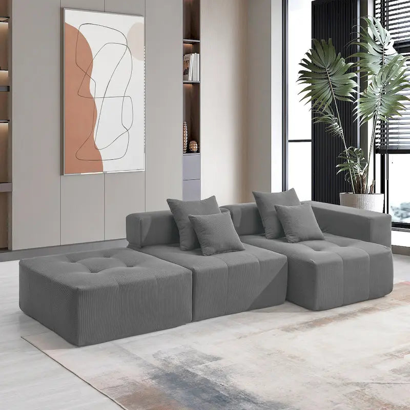 Canapé modulaire en L "Cloud", sectionnel en velours côtelé