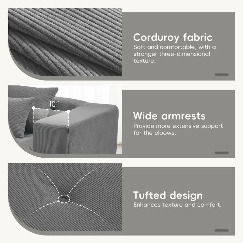 Canapé modulaire en L "Cloud", sectionnel en velours côtelé