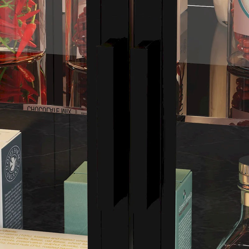 Îlot de cuisine avec tiroirs et placards vitrés, transformable en bureau