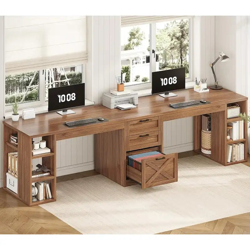 Bureau informatique 96,5 cm 3 tiroirs pour bureau à domicile 8 étagères ouvertes