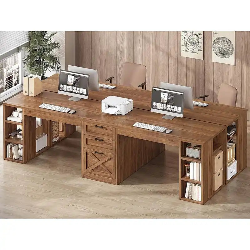 Bureau informatique 96,5 cm 3 tiroirs pour bureau à domicile 8 étagères ouvertes