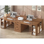 Bureau informatique 96,5 cm 3 tiroirs pour bureau à domicile 8 étagères ouvertes