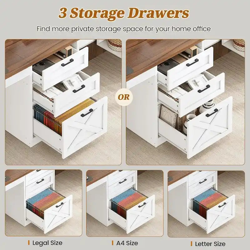 Bureau informatique 96,5 cm 3 tiroirs pour bureau à domicile 8 étagères ouvertes