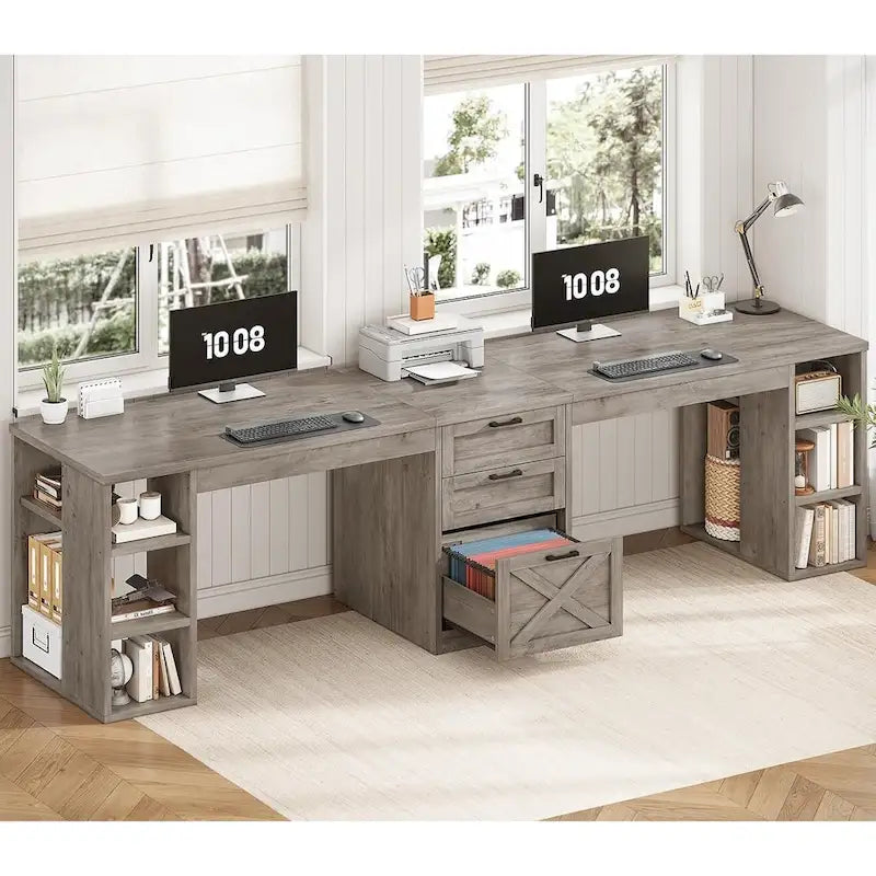 Bureau informatique 96,5 cm 3 tiroirs pour bureau à domicile 8 étagères ouvertes