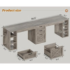 Bureau informatique 96,5 cm 3 tiroirs pour bureau à domicile 8 étagères ouvertes