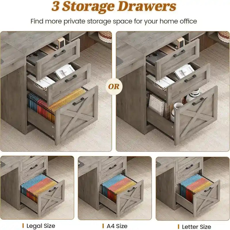 Bureau informatique 96,5 cm 3 tiroirs pour bureau à domicile 8 étagères ouvertes
