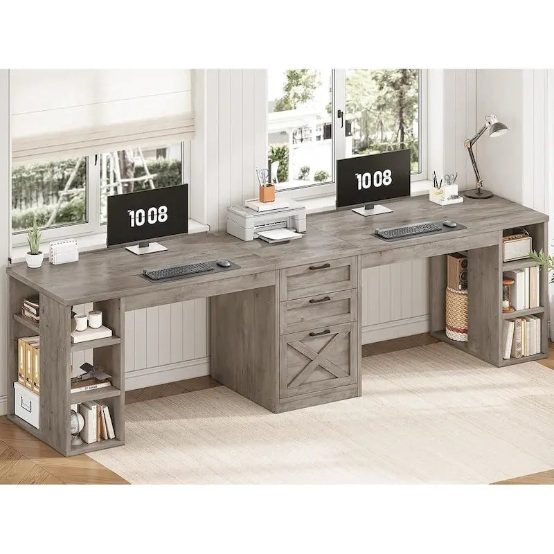 Bureau informatique 96,5 cm 3 tiroirs pour bureau à domicile 8 étagères ouvertes
