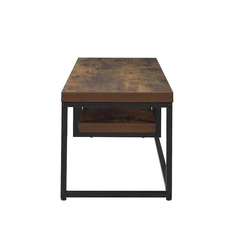 Meuble TV industriel en chêne de 47 po avec étagère de rangement et pieds en métal pour salon