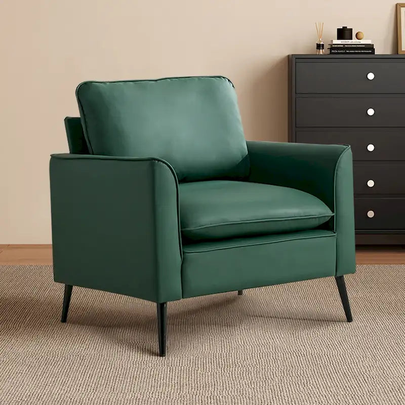 Fauteuil d'appoint rembourré vert moderne 25.99 avec coussins lombaires et coussins moelleux