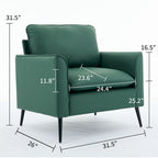 Fauteuil d'appoint rembourré vert moderne 25.99 avec coussins lombaires et coussins moelleux