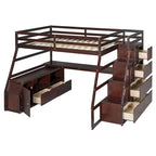 Lit mezzanine en pin avec bureau et rangements