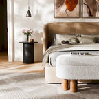 Table d'appoint tambour ronde, petite table d'appoint de style Mid-Century Modern pour salon, chambre à coucher