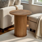 Table d'appoint tambour ronde, petite table d'appoint de style Mid-Century Modern pour salon, chambre à coucher
