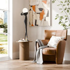 Table d'appoint tambour ronde, petite table d'appoint de style Mid-Century Modern pour salon, chambre à coucher