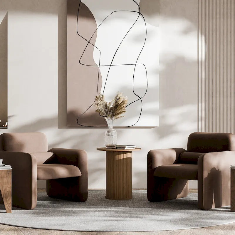 Table d'appoint tambour ronde, petite table d'appoint de style Mid-Century Modern pour salon, chambre à coucher