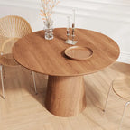 Table de salle à manger ronde pour 4-6 personnes, en bois naturel avec piétement conique en bois, table à manger rustique et minimaliste