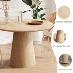 Table de salle à manger ronde pour 4-6 personnes, en bois naturel avec piétement conique en bois, table à manger rustique et minimaliste