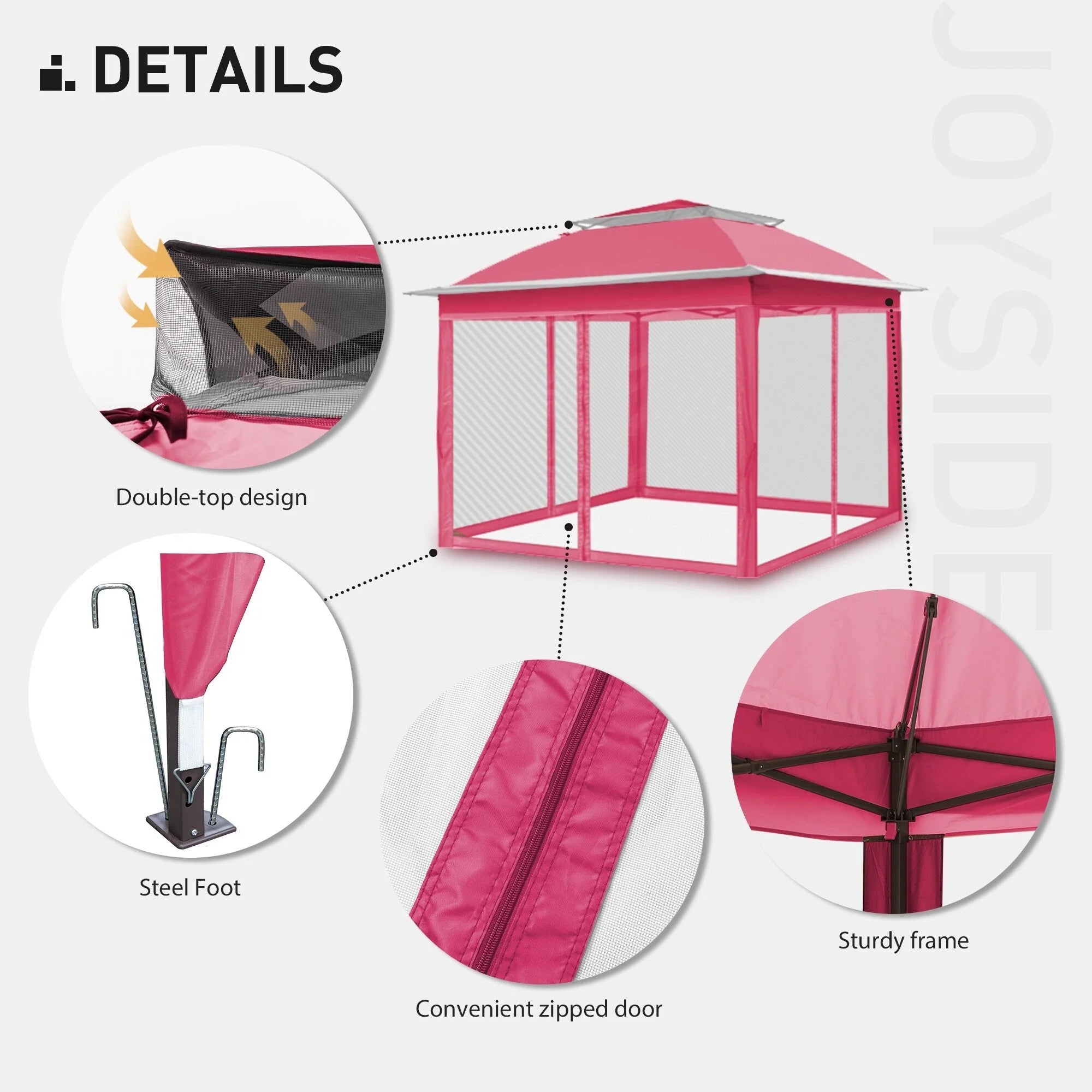 Cozywor Tonnelle escamotable en acier de 3,35 m x 3,35 m avec moustiquaire