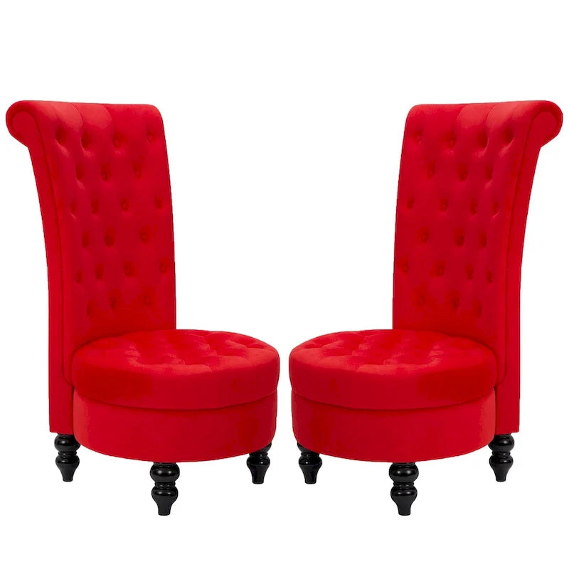 AVAWING Lot de 2 chaises de trône royales rembourrées et pieds en bois d'hévéa