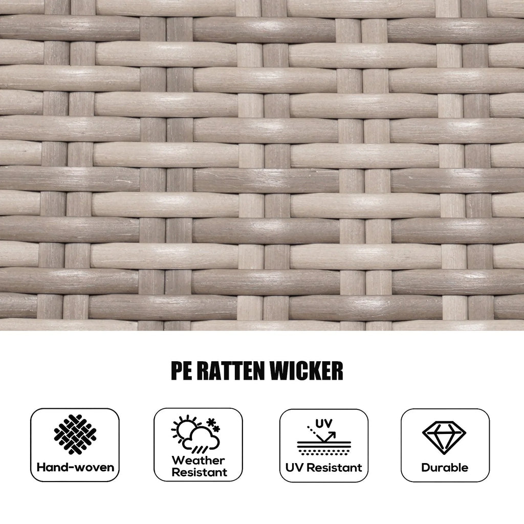 Ensemble de salle à manger rond 7 pièces en rotin tressé d'extérieur avec coussins par Moda Furnishings