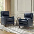 Fauteuil inclinable Brigida moderne en cuir véritable avec clous décoratifs et repose-pieds réglable (lot de 2) par HULALA HOME