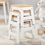 Melissa & Doug Tabourets en bois – Lot de 4 – Blanc/Chaises d'activité pour enfants, bois massif, empilables