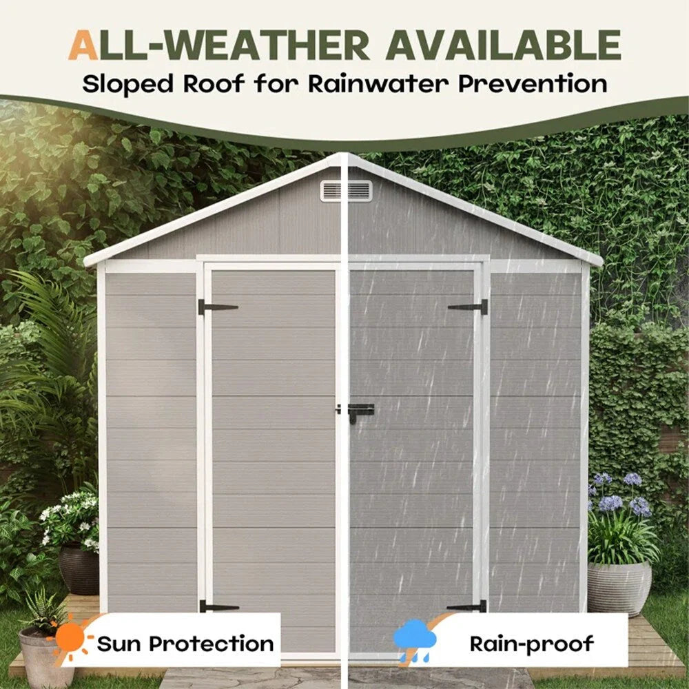 Abri de jardin en résine toutes saisons avec plancher, 1,8 m x 1,2 m/1,8 m x 2,4 m/2,4 m x 1,8 m/2,4 m x 3 m, Spire Tool Shed