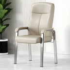 Chaise de bureau HomeyFad moderne en cuir et métal à 4 pieds avec accoudoirs