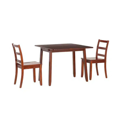 3pc Alberts Solid Wood Hidden Storage Folding Dining Set Rich Brown Espresso Finish - Linon