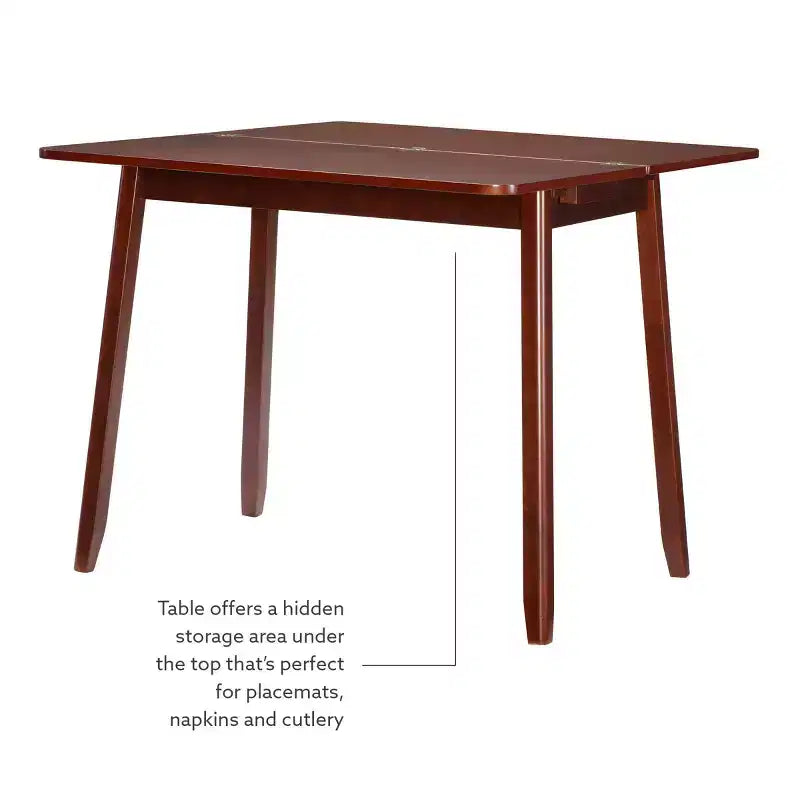 Ensemble de salle à manger pliant 3 pièces Alberts en bois massif avec rangement dissimulé, finition riche brun expresso - Linon