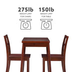 Ensemble de salle à manger pliant 3 pièces Alberts en bois massif avec rangement dissimulé, finition riche brun expresso - Linon