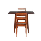 Ensemble de salle à manger pliant 3 pièces Alberts en bois massif avec rangement dissimulé, finition riche brun expresso - Linon